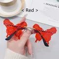 Fashionable red butterfly shaped sunglasses with gold metal bridge and black temples - Red