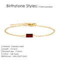 14K gold plated stainless steel bracelet with rectangular red light siam birthstone - January Red (Garnet Color)