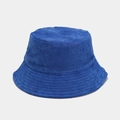 Detailed view of royal blue bucket hat featuring soft textured terry cloth fabric - M(56-58cm) / Blue