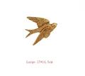 Detail of retro gold flying bird wall decor with feather textures, Large 17x14.5cm - Large