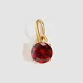 14K gold plated stainless steel round pendant with red January birthstone, 6x6mm - 6x6mm / January Red - Gold