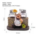 Creative resin chef figurine spice rack with two glass jars for salt and pepper - Chef with Bread Style B (15018-B)