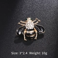 Golden honey bee brooch with green crystals and black enamel wings, 3x2.4cm size - Black Green Rhinestone Bee