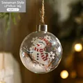 8cm clear glass Christmas ball with snowman illustration and white snowflake filler - 8x9cm / Snowman Interior Style