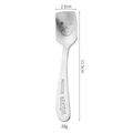 304 stainless steel dessert spoon with playful winking face and size dimensions - Smiley Face Square Spoon