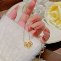 Collana in acciaio al titanio dorato con tre cilindri con zirconi bianchi - Stile Ciondolo a Cilindro con Pavé di Diamanti (X029) / Oro
