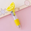 Mini penna a sfera a 4 colori con decoro al limone giallo e impugnatura in gomma - Penna a 4 colori Arancia
