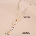 Collar de perlas de imitación de doble capa con colgantes de abeja y mariposa - Estilo Mariposa Abeja de Doble Capa (4# Bee Butterfly)