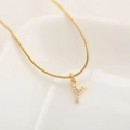 Minimalist gold plated snake chain necklace with sparkling zircon letter Y pendant - Letter Y(XN-05-Y) / Gold