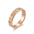 Anello in acciaio inossidabile oro rosa con motivi di foglie incisi per donna - US 5 / Oro rosa
