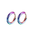 Minimalist rainbow plated stainless steel hoop earrings with iridescent metallic finish - 18mm Pair / Colorful