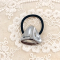 Minimalist elastic hair tie with silver geometric triangle metal piece on lace - Silver Triangle Buckle