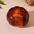Detail of tortoiseshell acrylic stretch bracelet with amber marble texture and glossy finish - Coffee Large Oval Elastic (84#)