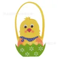 Cesta de Pascua de fieltro pollito amarillo con bufanda de lunares y patrón floral - Estilo F Cesta de Patito