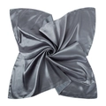 Artistic display of dark grey satin silk square scarf folded into a floral shape - Dark Gray