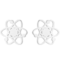 Minimalist silver hollow geometric earrings with stylized floral molecular design - Steel