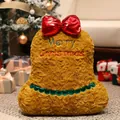 Christmas bell plush pillow with golden faux fur, red bow and Merry Christmas embroidery - Bell - Cushion
