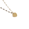 Collana con ciondolo a cuore in acciaio al titanio dorato e catena a onde piatte per donna - Catena a Onde d'Acqua con Cuore Solido