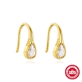 Golden 925 sterling silver U-shaped earrings with marquise-cut marquise cubic zirconia - Large Teardrop Shape / Gold