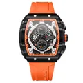 Orologio cronografo sportivo CURREN da uomo con cinturino in silicone arancione e cassa nera - Arancione Nero