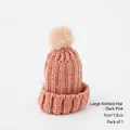 Large dark pink knitted Christmas hat with pom-pom detail, size 9x13cm, for decor - Large 1 Pc (9cm*13cm) / Dark Pink
