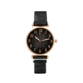 Women's black mesh strap watch with rose gold case and Arabic numeral dial display - Black