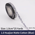 Matte cotton floral ribbon roll in blue and white patterns for gift wrapping, 1cm x 25 yards - Matte Cotton / 1.0cm Wide * 25 Yards / Blue Floral