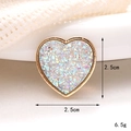 Iridescent heart-shaped zinc alloy charm with gold frame and dimension labels - D2409 Glitter Heart