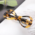 Minimalist bow hair clip with tortoiseshell pattern made of polished acetate resin - 2# Amber Black Spots