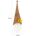 50cm Autumn gnome wine bottle cover with sunflower and brown felt hat on white background - Light Coffee