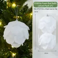 Set di 2 palline di Natale bianche in schiuma a forma di bocciolo con brillantini - Stile B Sfera di Boccioli Bianchi (10cm) Confezione da 2