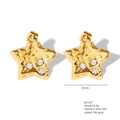 Pendientes de estrella en acero chapado en oro 18K con circonitas y textura martillada - Dorado