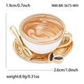 Spilla tazza da caffè in smalto con piattino e cucchiaio inclusi dati tecnici e peso - Bianco (3675-WH)