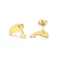Boucles d'oreilles dauphin en or et acier inoxydable avec détails en zircon blanc - Dauphin Doré Avec Zirconia (KE89953-K)