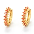 18K gold plated huggie earrings with round orange cubic zirconia pave settings - Orange