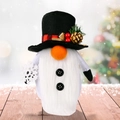 Christmas snowman gnome doll with black top hat and red berries on wooden base - Christmas Long Snowman Gnome