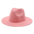 Cappello di paglia rosa da donna con tesa larga classica e fine trama intrecciata - Stile Semplice / Rosa Antico