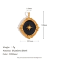 Ovaler Anhänger mit schwarzer Emaille und goldenem Stern aus 18K vergoldetem Stahl - Vintage Achtzackiger Sternanhänger - Gold