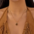 Bohemian gold tiger eye stone pendant necklace on a layered golden beaded chain - Tiger Eye Irregular Pendant Thin Chain Style