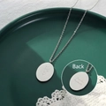 Silver double-sided engraved floral pendant necklace with December Poinsettia text - December Flower(P1146) / 40cm+5cm / Steel