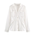Camicia di jeans bianca da donna con cuciture a contrasto e tasche sul petto - XS / Top Bianco