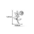 Silver flower labret stud with clear cubic zirconia in stainless steel 1.07cm length - Large Flower (0169-10#) / Silver