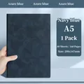 A5 premium soft leather notebook in azure blue with 160 pages for business and office use - Navy Blue