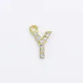 Golden micro-pave letter Y charm pendant with sparkling cubic zirconia for jewelry making - Letter Y / Gold