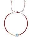 Bracelet fait main en perles rouges avec accents dorés et breloque œil bleu ajustable - Rouge Foncé-Mauvais Œil