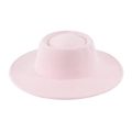 Pink wide brim flat top wool felt fedora hat shown in a high-angle perspective - 58cm One Size / Light Pink