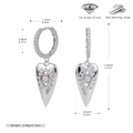 Pendientes corazón ojo del diablo en plata 925 con circonitas 5A y piedra de opalo - Plata 925 / Bañado en Platino Plata 925 - Opalo Blanco