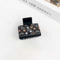 Gothic Halloween hair claw with skull and bone patterns on black square finish - Halloween #9 - Square