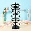 Rotating black metal jewelry organizer rack for earrings and necklaces display - 6 Layers Black 260 Holes