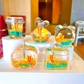 Vloeibare sleutelhanger set met clownvis en blauw-oranje drijfzand in acryl vormen - Gemengde Blauwe Clownvis Set